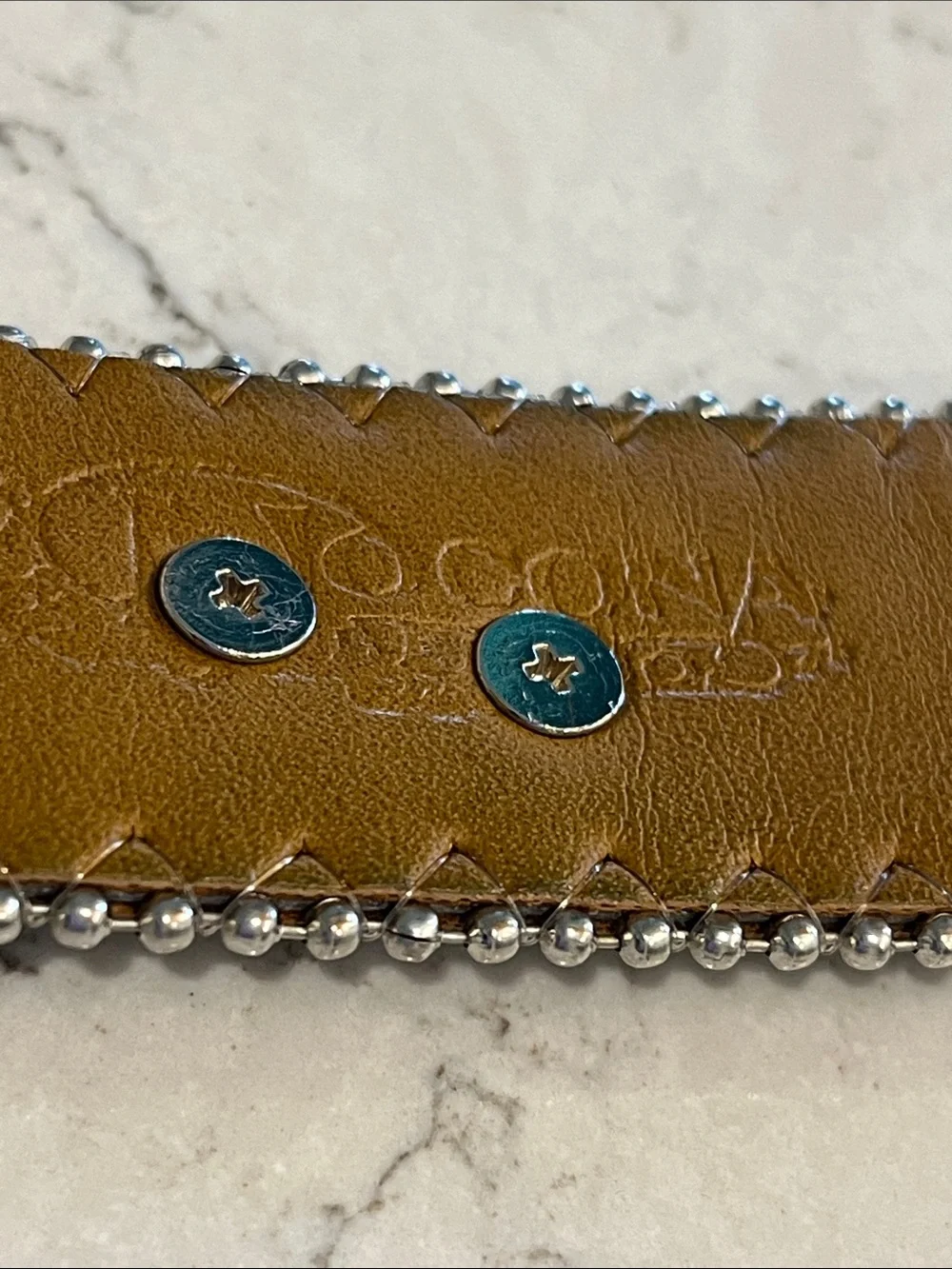 Girls Brown Studded Western Belt with Ornate Silver Buckle